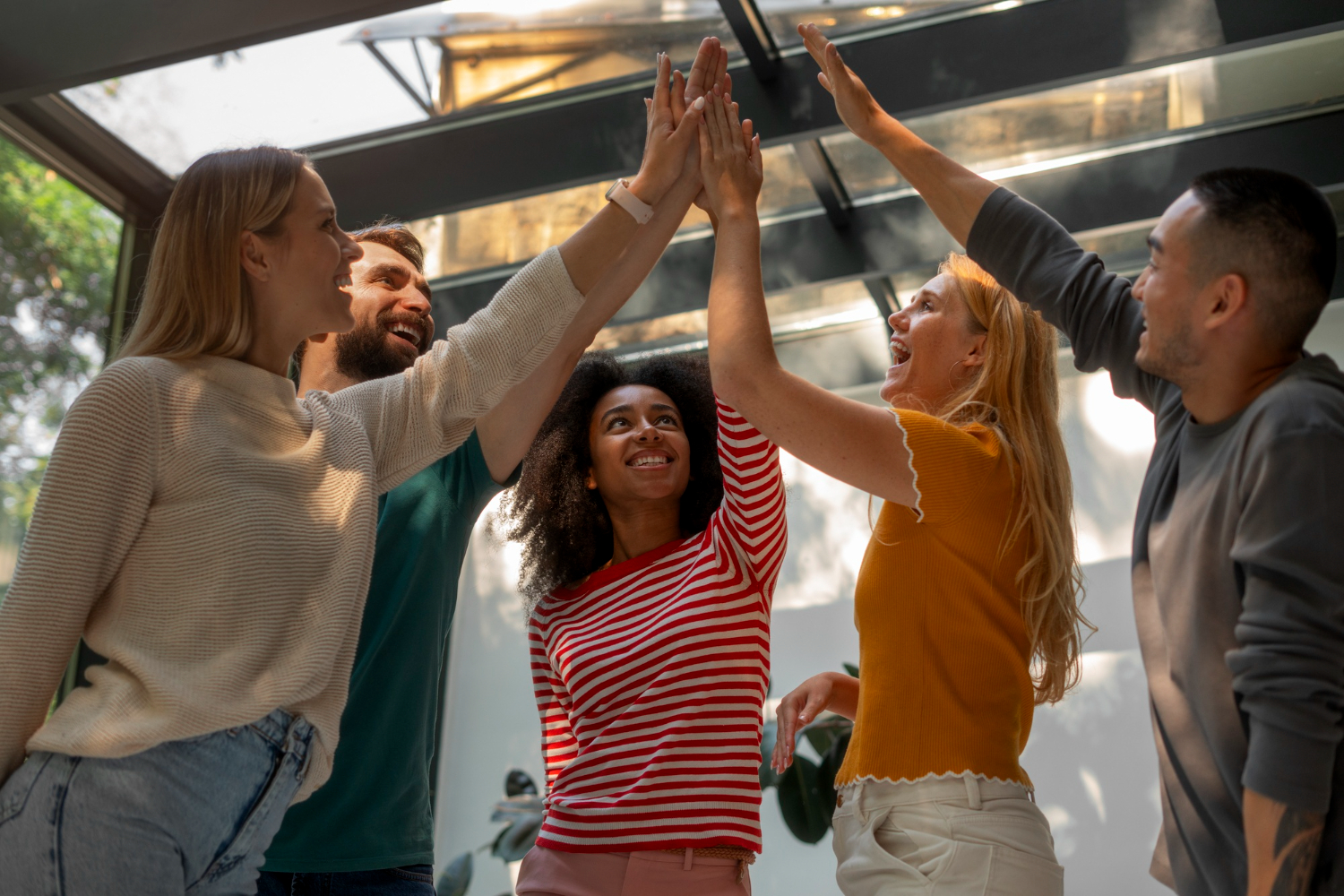 Group celebrating